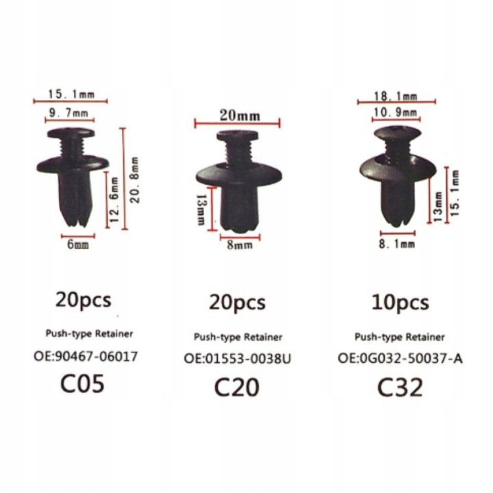 ÉPINGLES À CHEVEUX PINCES CLIPS AUTOMOBILE VERS GARNITURE DE PORTE UNIVERSEL KIT 100 PIÈCES