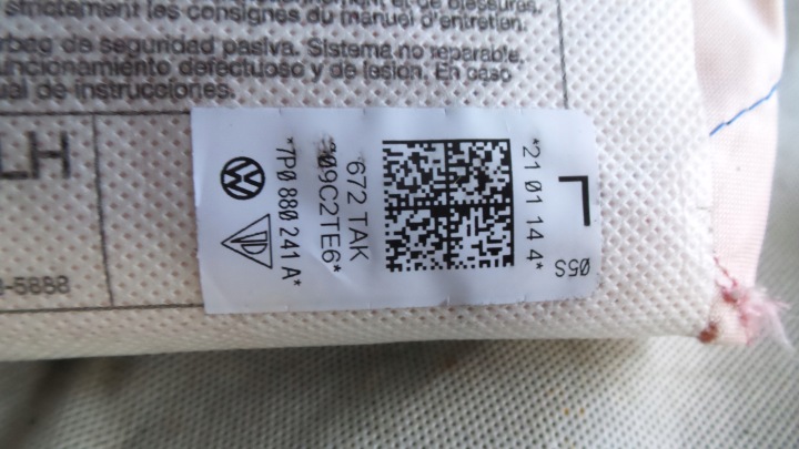 AIRBAG COUSSIN LATÉRALE DANS SIÈGE GAUCHE TOUAREG II 7P CAYENNE 7P0880241A SIÈGES