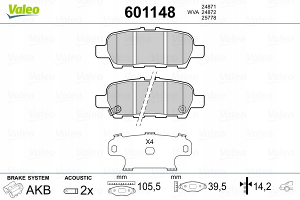 ZAPATAS DE FRENADO VALEO 601148 