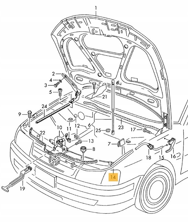 CABLE TAPONES DEL MOTOR PARTE DELANTERA VW PASSAT B5 97-00 RESTYLING 