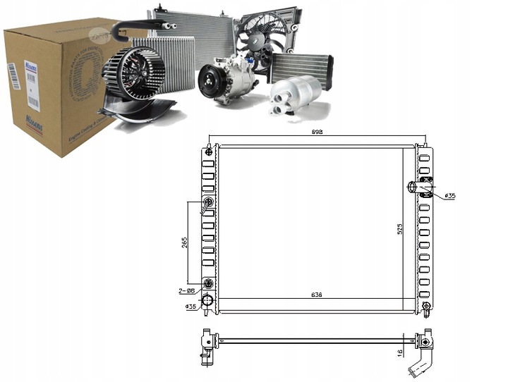 RADUADOR DEL MOTOR DE AGUA INFINITI EX FX QX50 I QX70 2.5-5.0 10.08- 