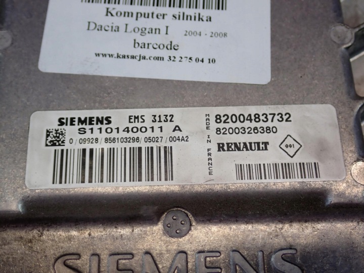 DACIA LOGAN I 1.4 SIEMENS ORDINATEUR MOTEUR 8200483732 8200326380