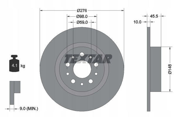 DISCOS ZAPATAS PARTE TRASERA TEXTAR ALFA 156 2.0 JTS 166KM 