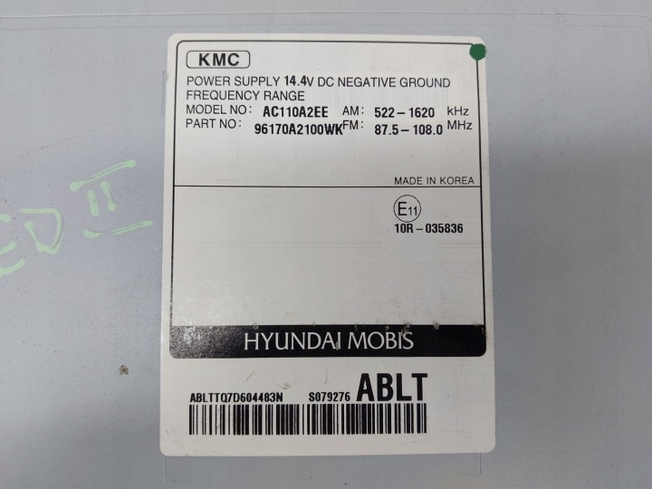 RADIO D'USINE CD 96170A2100WK KIA CEED II