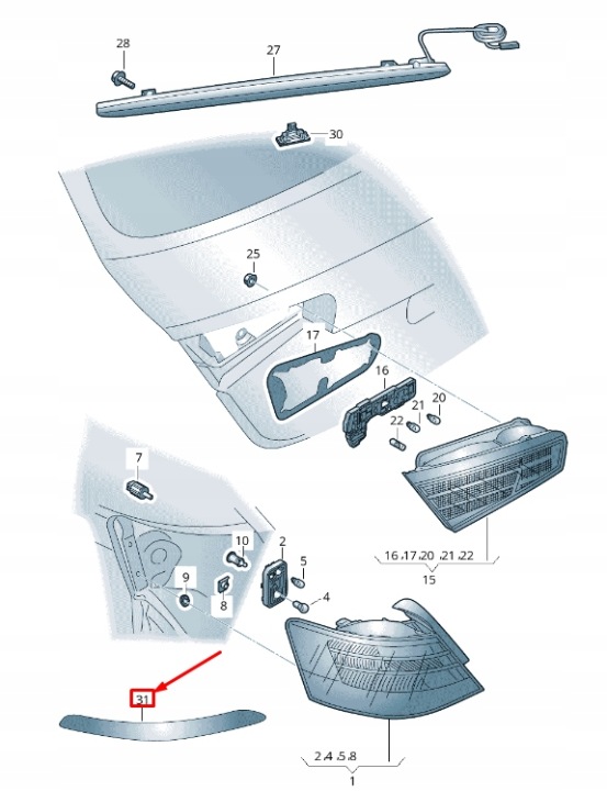 AUDI A3 8V RÉFLECTEUR PARE-CHOCS ARRIÈRE DROIT 8V0945106A ORIGINAL