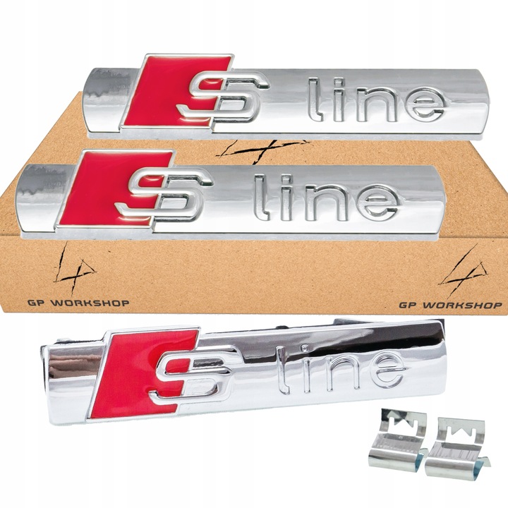 AUDI S-LINE EMBLEM SIGN SET SILVER GLOSS 