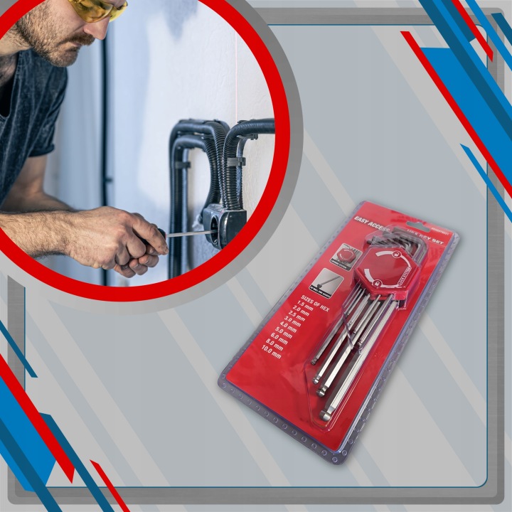 CLÉS IMBUSOWE KIT IMBUSY HEX AVEC ROTULE LONG 1,5-10MM 9SZT MILWAUKEE