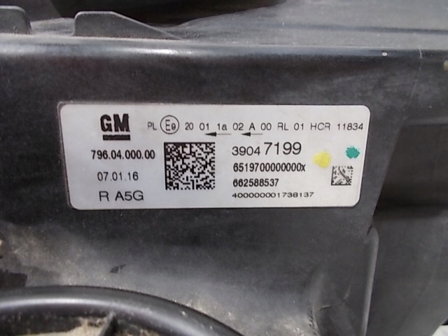 OPEL ASTRA K V 15-19 PHARE DROITE ORDINAIRE ORIGINE