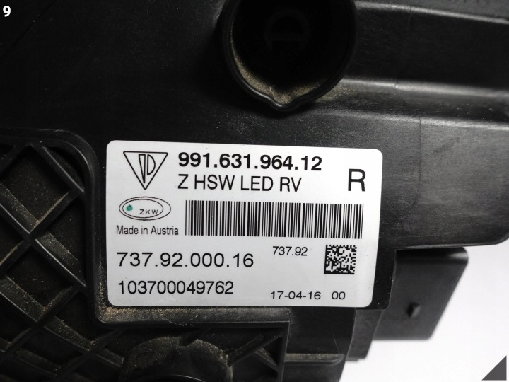 PORSCHE 991 LIFT MK2 PHARE COMPLET LED DROITE AVANT EUROPE BLACK/CZARNA USZKO.