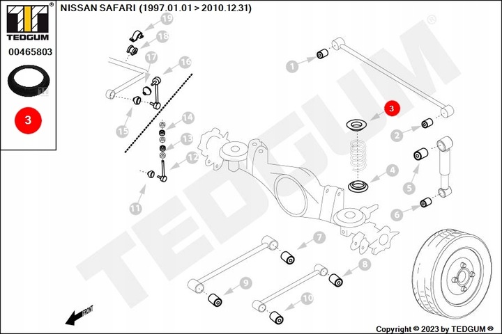 ALMOHADA MUELLE SUSPENSIONES PARTE TRASERA (GORA) NISSAN PATROL GR V 06.97- 