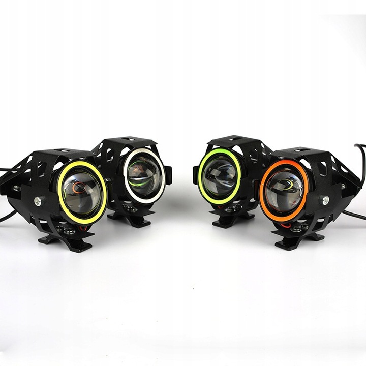 2 PIEZAS HALÓGENO MOTOCICLETA FAROS REJILLAS RING DIODO LUMINOSO LED 