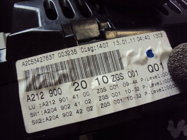 COMPTEUR TABLEAU DE BORD MERCEDES E-KLASA W212 2.2 CDI UK