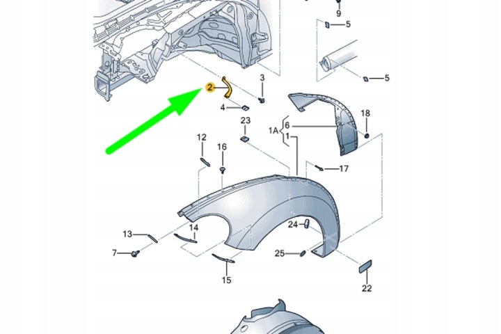 VOLKSWAGEN BEETLE 9C1 AVANT GAUCHE SUPPORT GARDE-BOUE NEUF ORIGINAL 1C082
