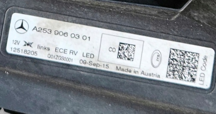 MERCEDES GLC W253 PHARE GAUCHE GAUCHE AVANT AVANT A2539060301