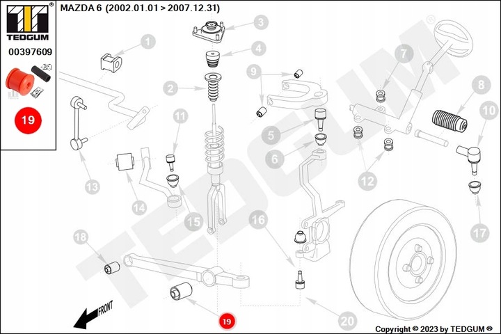 TEDGUM MANCHON WAH. ALFA T. GTV, MAZDA 6 02- POLIUR
