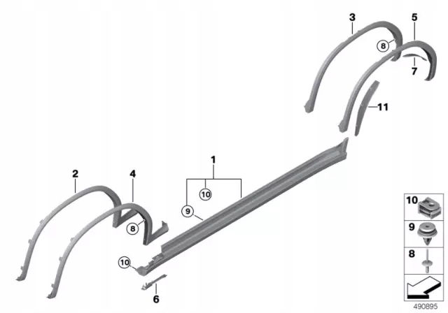BMW X4 G02 MOULURE SUR AILE ARRIÈRE DROIT 51778090012 8090012
