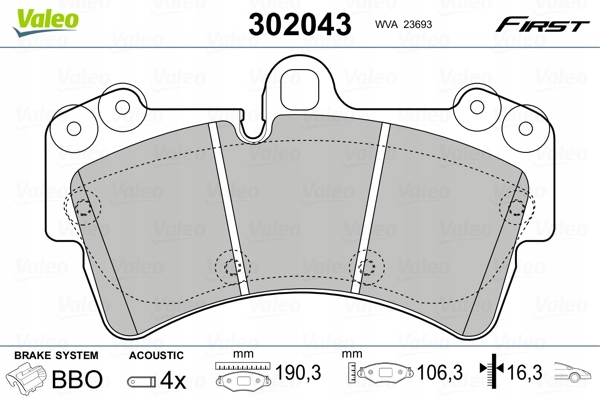 ZAPATAS DE FRENADO VALEO 302043 