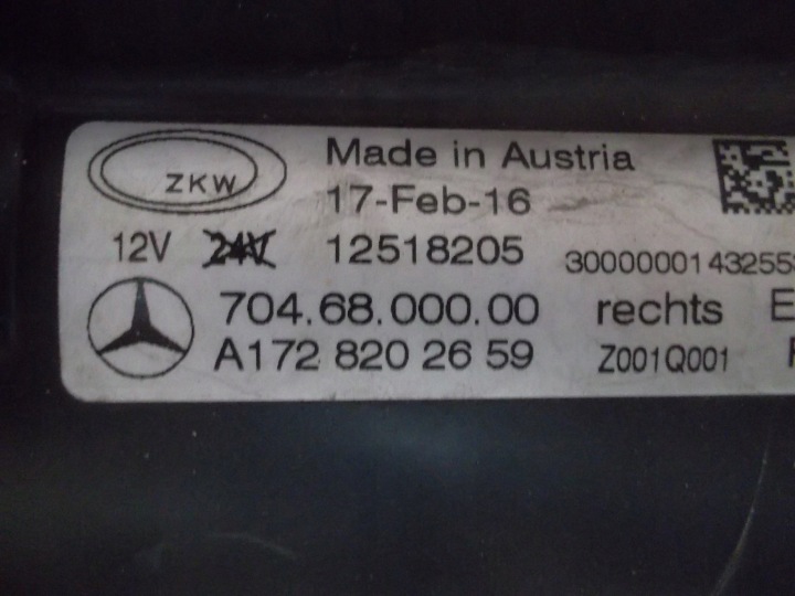 MERCEDES SLK 172 AMG W172 PHARE PROJECTEUR NOIRE A1728202659 A1728202559