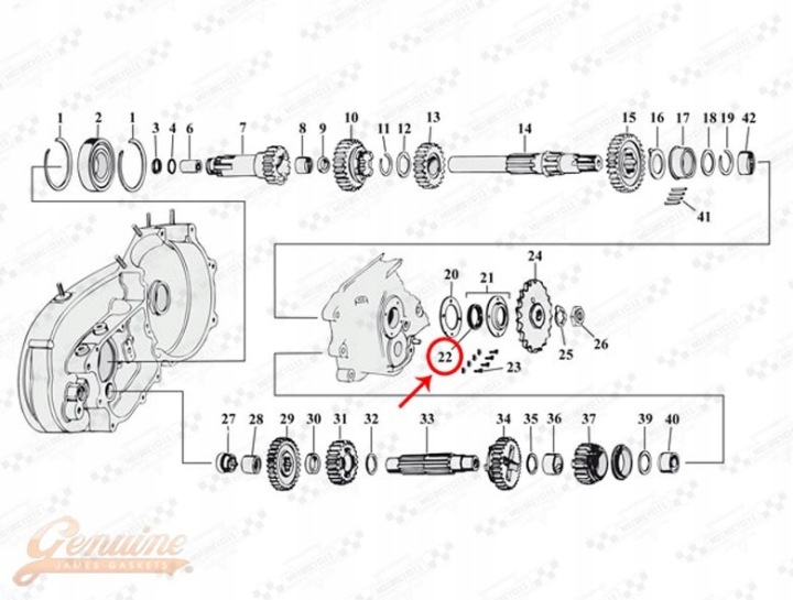 SIMERING GALET ENGRENAGES BOÎTES HARLEY SPORTSTER 52-84