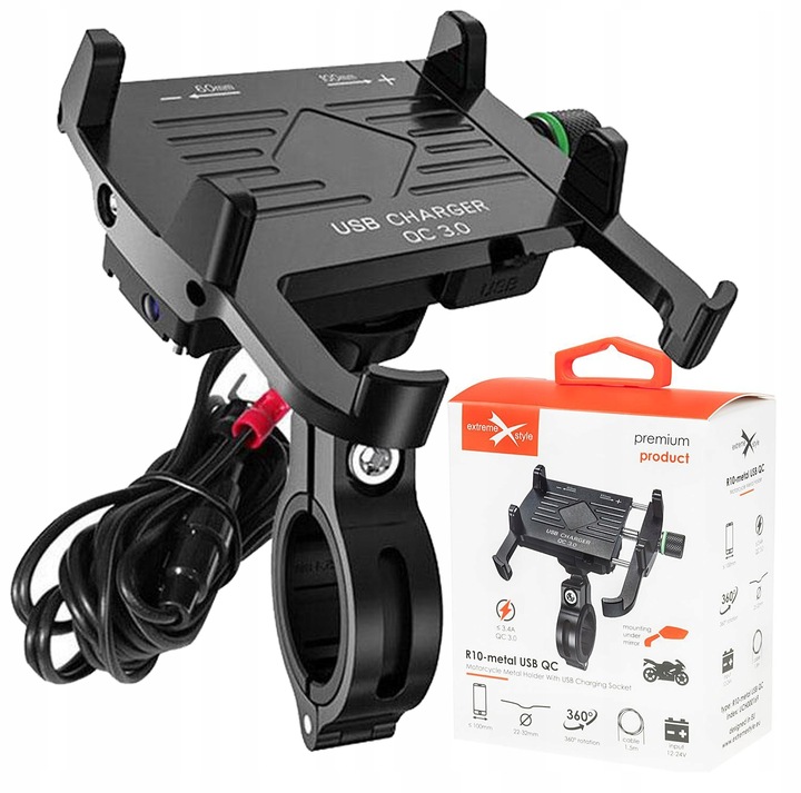 PARA MOTOCICLETA SOPORTE NA TELÉFONO - TRAGALUZ DISPOSITIVO DE CARGA USB QC3.0 NA MOTOCICLETA 