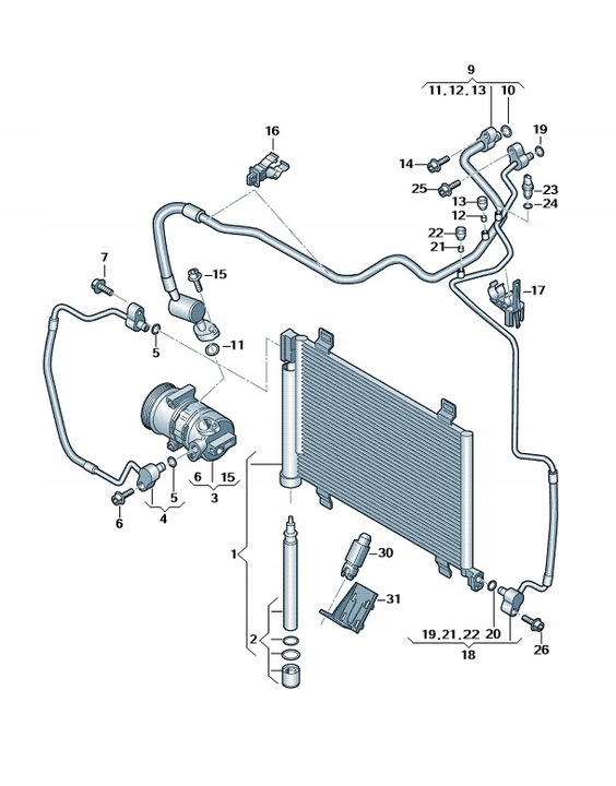 FORRO O-RING DE ACONDICIONADOR VW AUDI SKODA JUEGO 