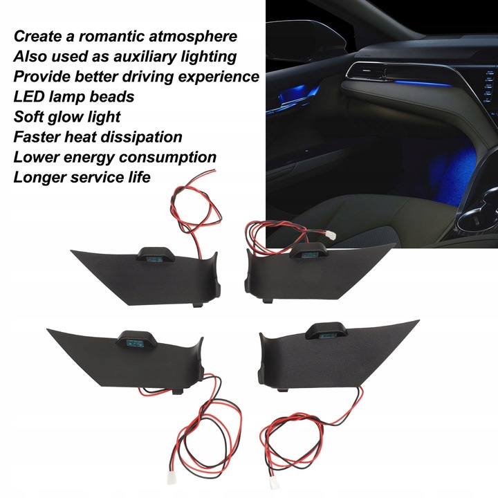 4 PIEZAS DIODO LUMINOSO LED INTERIOR ILUMINACIÓN MANECILLAS DE PUERTA PARA TOYOTA CAMRY 2018–2024 