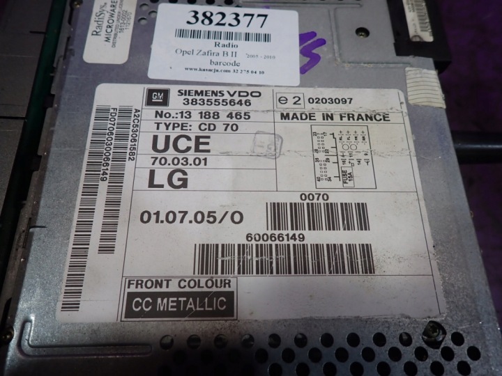 OPEL ZAFIRA B II RADIO SIEMENS VDO CD70 13188465