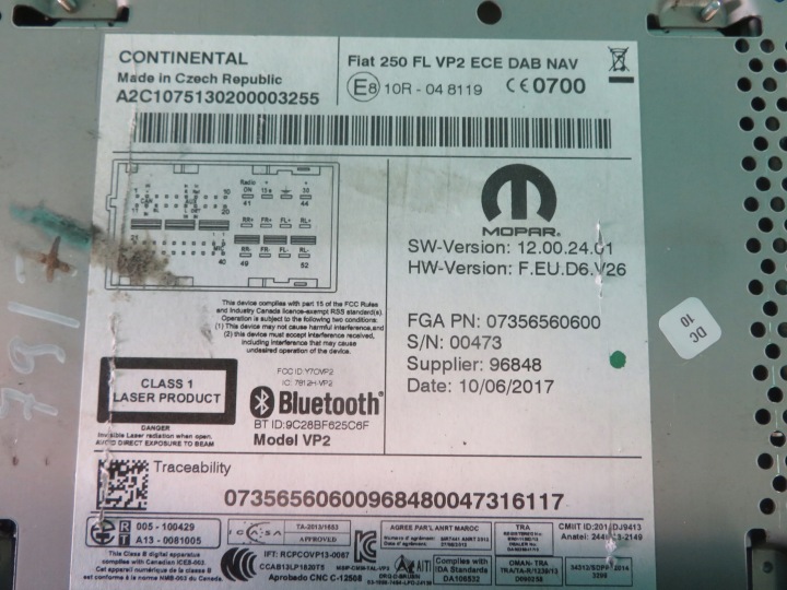 RADIO NAVIGATION DUCATO BOXER JUMPER III 17R 07356560600