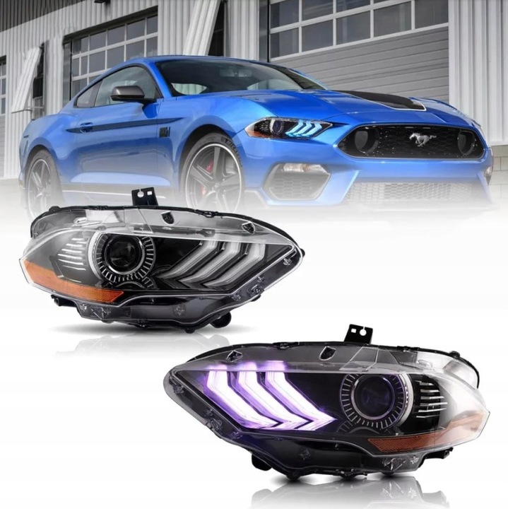 FORD MUSTANG 2018-2023 FARO FAROS PARTE DELANTERA RGB DIODO LUMINOSO LED VLAND JUEGO 