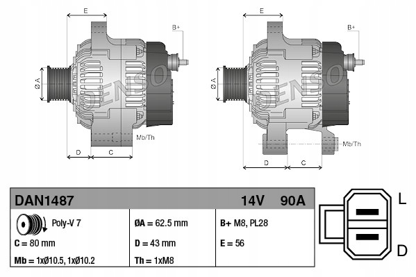 DENSO DAN1487 GENERADOR 