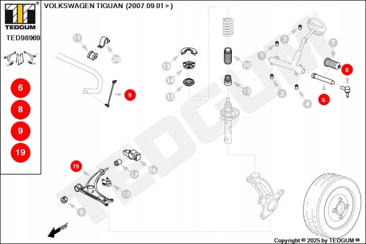 TEDGUM TED98969 KIT BRAS DE SUSPENSION SUSPENSION ROUES