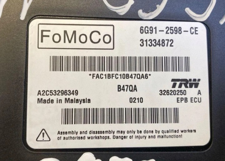 MODULE FREINS MANUEL VOLVO S60 I 6G912598CE 2.0L GASOLINE 132KW 2011