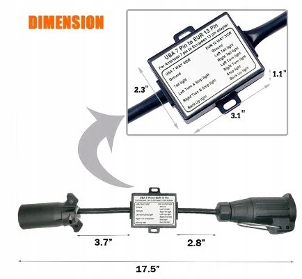 RANURA DE BARRA DE REMOLQUE ADAPTADOR ADAPTADOR Z EE.UU. NA EU 7PIN 