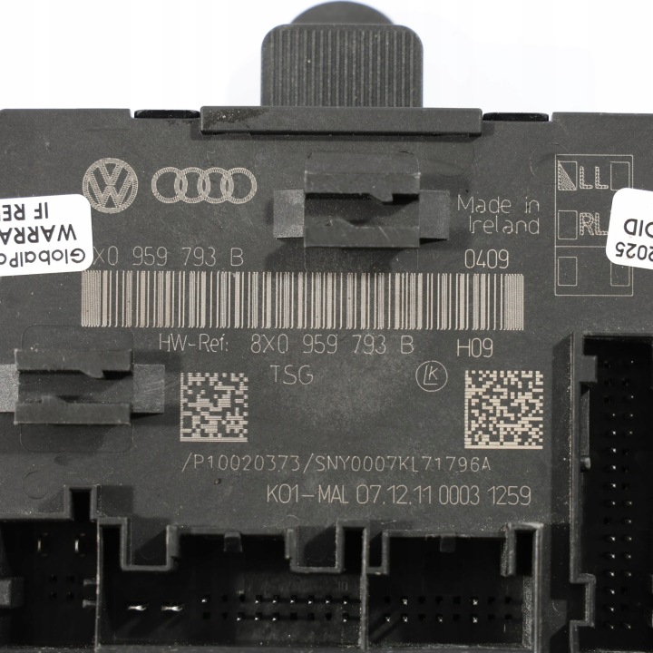 AUDI A1 8X MODULE CONTRÔLEUR PORTES AVANT CÔTÉ CONDUCTEUR 8X0959793B