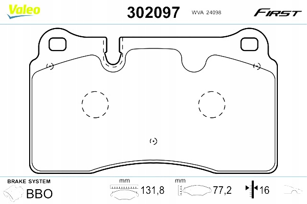 VALEO ZAPATAS DE FRENADO VW TOUAREG 05- PARTE DELANTERA 