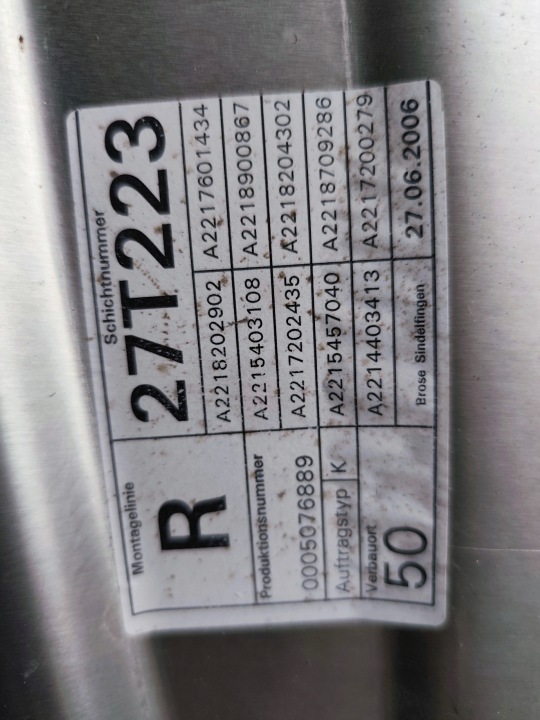 MERCEDES AVEC CLASSE W221 ÉLÉVATEUR PANNEAU PORTES A2218202902
