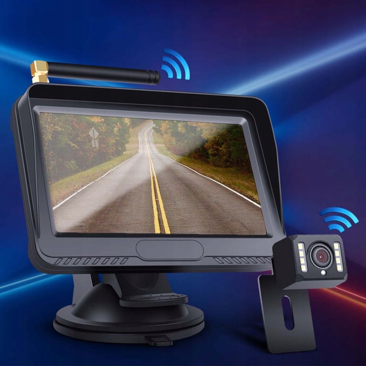 INALÁMBRICO CÁMARA RETROVISOR APARCAMIENTO PARA COCHE BUS TIR MONITOR 4,3'' 