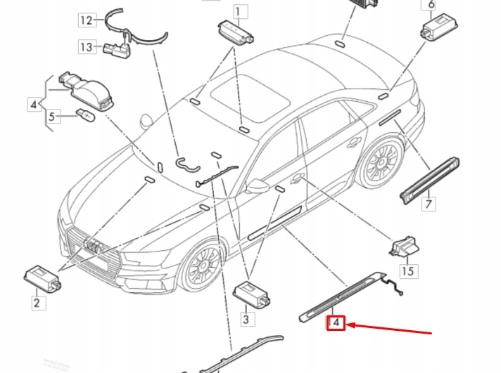 AUDI A4 B9 MOULURE SEUIL AVANT DROITE S-LINE 8W0947418A9B9ORYGINALNA