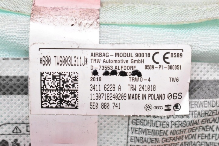 AIRBAG COUSSIN SÉCURITÉ RIDEAU DROITE 5E0880742 SKODA OCTAVIA 3 III LIFT
