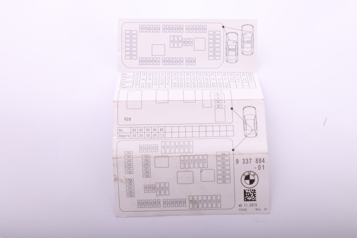 BMW F20 F21 F30 F80 BOÎTE FUSIBLES SCHEMAT