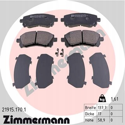 DISCOS ZAPATAS PARTE DELANTERA ZIMMERMANN SUBARU LEGACY V 