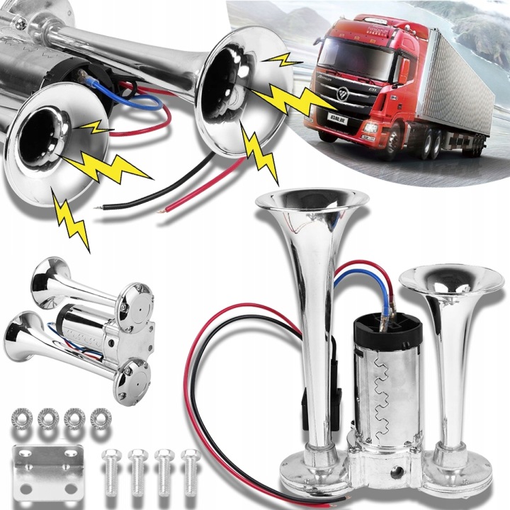 KLAXON AVERTISSEUR SONORE VERS TIR HAUT-PARLEUR SIGNAL PNEUMATIQUE VOITURE 12V 600 DB KIT