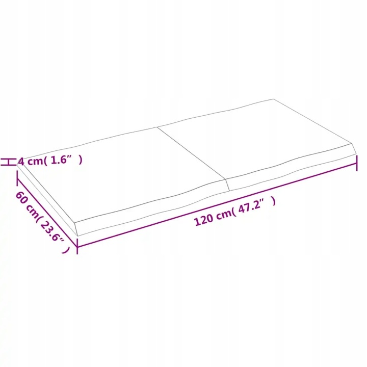 VIDAXL BLAT, JASNOBRAZOWY 120X60X(2-4)CM BOIS AVEC NATUREL KRAWEDZIA