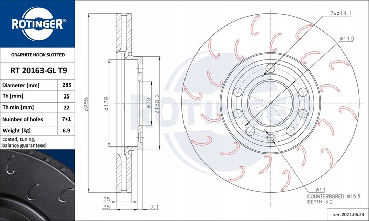 DISCOS ROTINGER CROMA II PARTE DELANTERA 285MM 