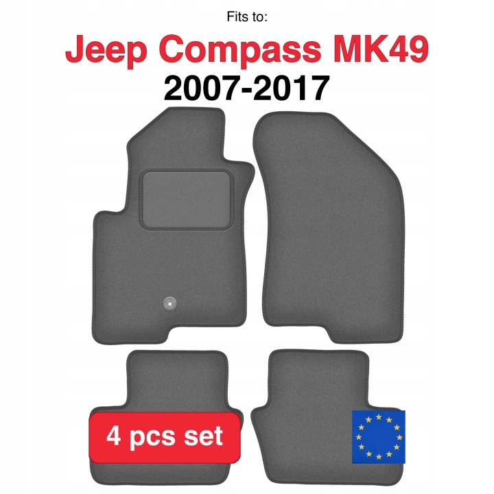 TAPIS DE SOL AUTOMOBILE VELOURS GRAFITOWE VERS JEEP COMPASS MK49 SUV (2007-201