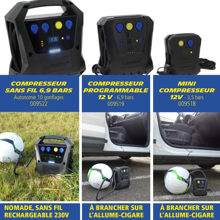 MICHELIN COMPRESSEUR PORTABLE 9518 12V 3,5BAR 7L/MIN USB