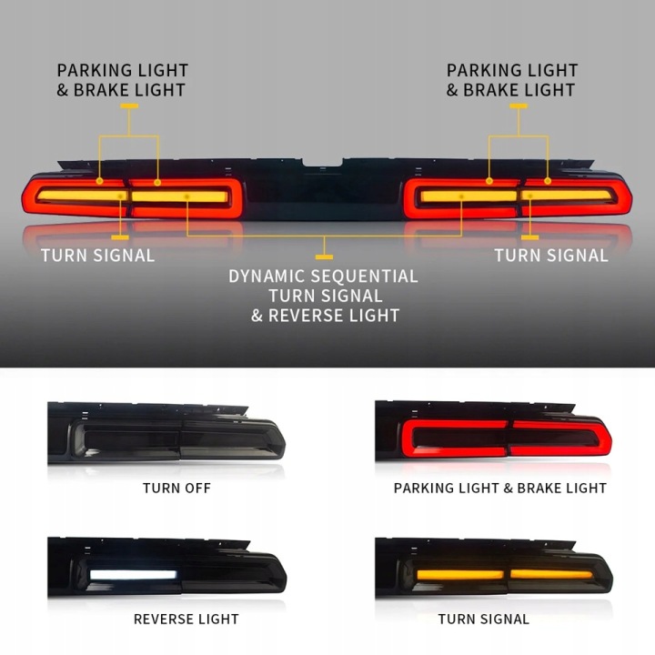 PHARES ARRIÈRE NE CACHE JEU COMPLET LED LIFT LOOK EUROPE DODGE CHALLENGER 2008-14