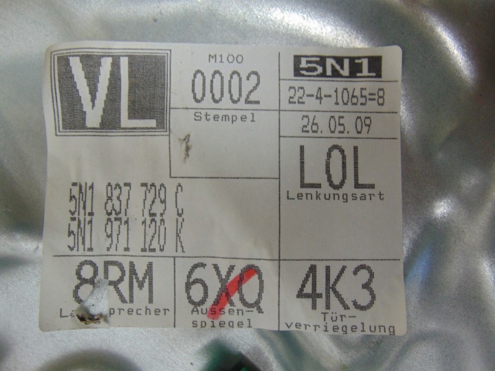 MÉCANISME VITRES GAUCHE AVANT VW TIGUAN 1K0959793R EUROPE