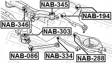 BLOQUE SILENCIOSO DE VIGA SUSPENSIONES PARTE TRASERA NAB-345 FEBEST 