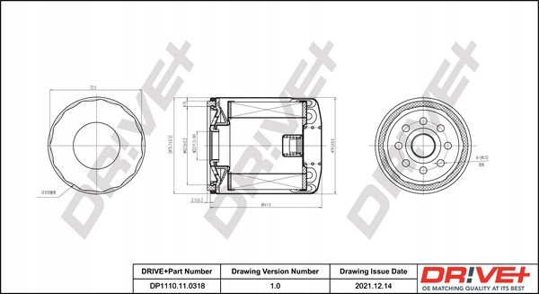 FILTRO ACEITES DP1110.11.0318 DR!VE+ DODGE DART 